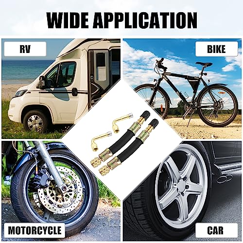 Image of X AUTOHAUX 4pcs Tire Valve Stem Extension Tool 2 Flexible Dual Valve Stem Extender Pipe 10cm 3.9 inch 2 90 Degree Adapters for Car Truck Motorcycle Bike Trailer RV