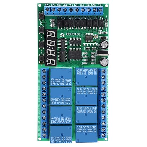Miniatura 4 de Relé de tiempo multifunción, relé de retardo de retardo de tiempo Junta DC 12V 8CH LED Multifunción Digital Delay Ciclo de Tiempo Temporización Relé