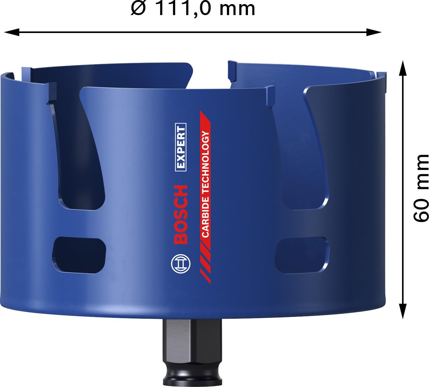 Bosch 1x Sega a tazza EXPERT Construction Material PC Plus (per Legno tenero, Truciolato, Ø 111 mm, Professional Accessorio Trapanoi)