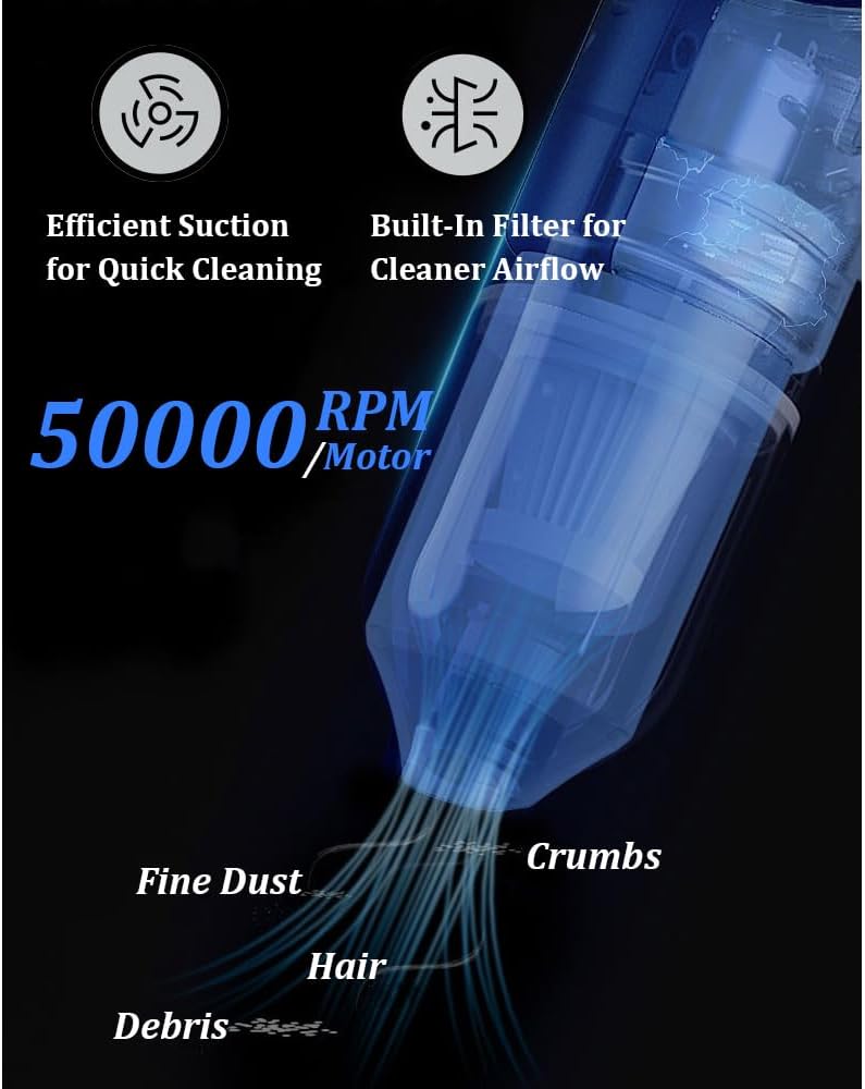 Portable Cordless Car Vacuum Cleaner for GMC Hummer EV SUV Hummer EV Pickup Sierra EV, Mini Handheld Vacuums, Air Duster/Blower, Auto Accessories Kit for Interior Detailing, B White