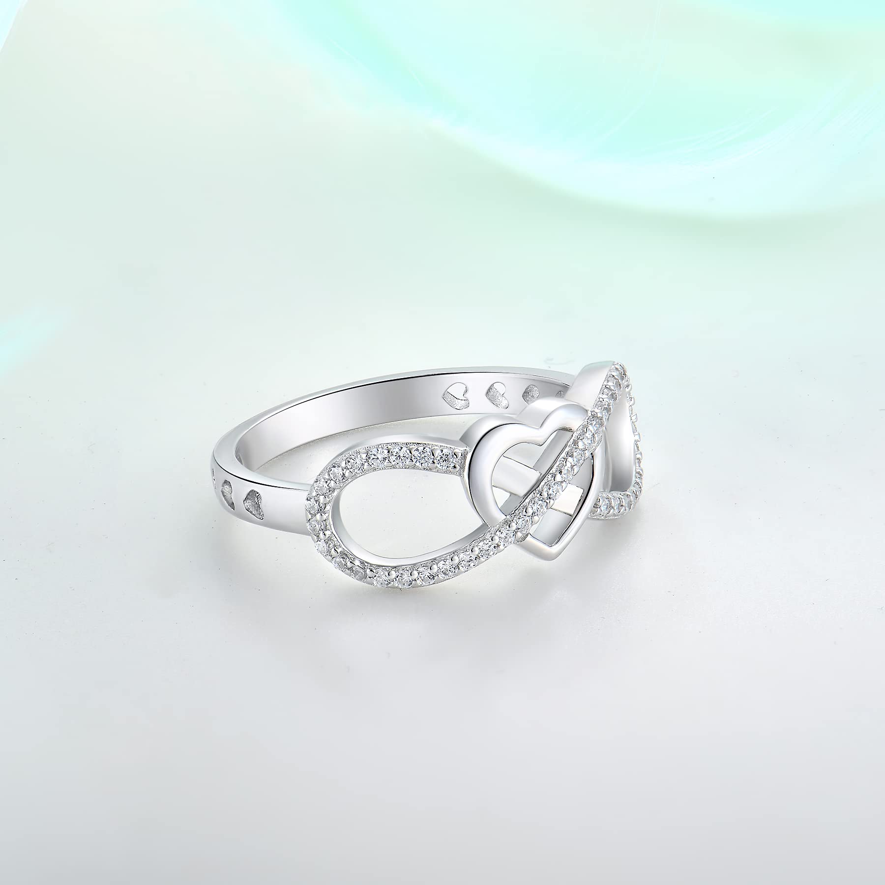 Starchenie Unendlichkeit Herz Ring 925 Sterling Silber Liebesknoten Ring Versprechen Ring für Damen