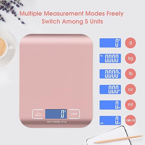 Miniatura 5 de MarFul - Báscula de envío digital, báscula de cocina, de acero inoxidable, precisa, de 22.0lbs0.04oz, portátil, recargable, pequeña báscula postal