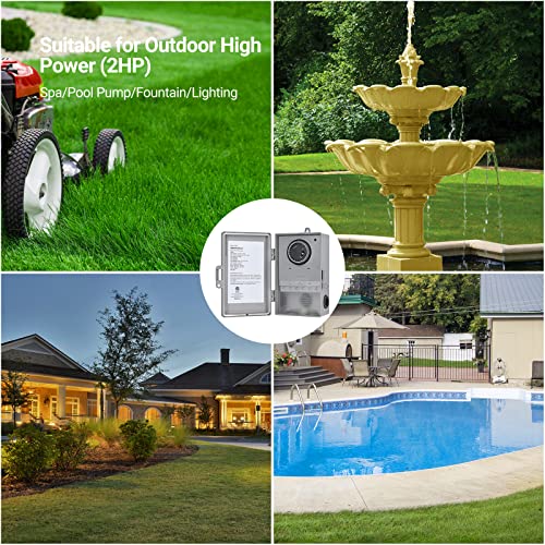 Dewenwils HOMT01B Pool Pump Timer, Mechanical Timer Box Outdoor, Heavy Duty 2Hp 40A 120-277 Vac, 24-Hour Programmable On/Off Timer Switch For Water Heater thumb #7