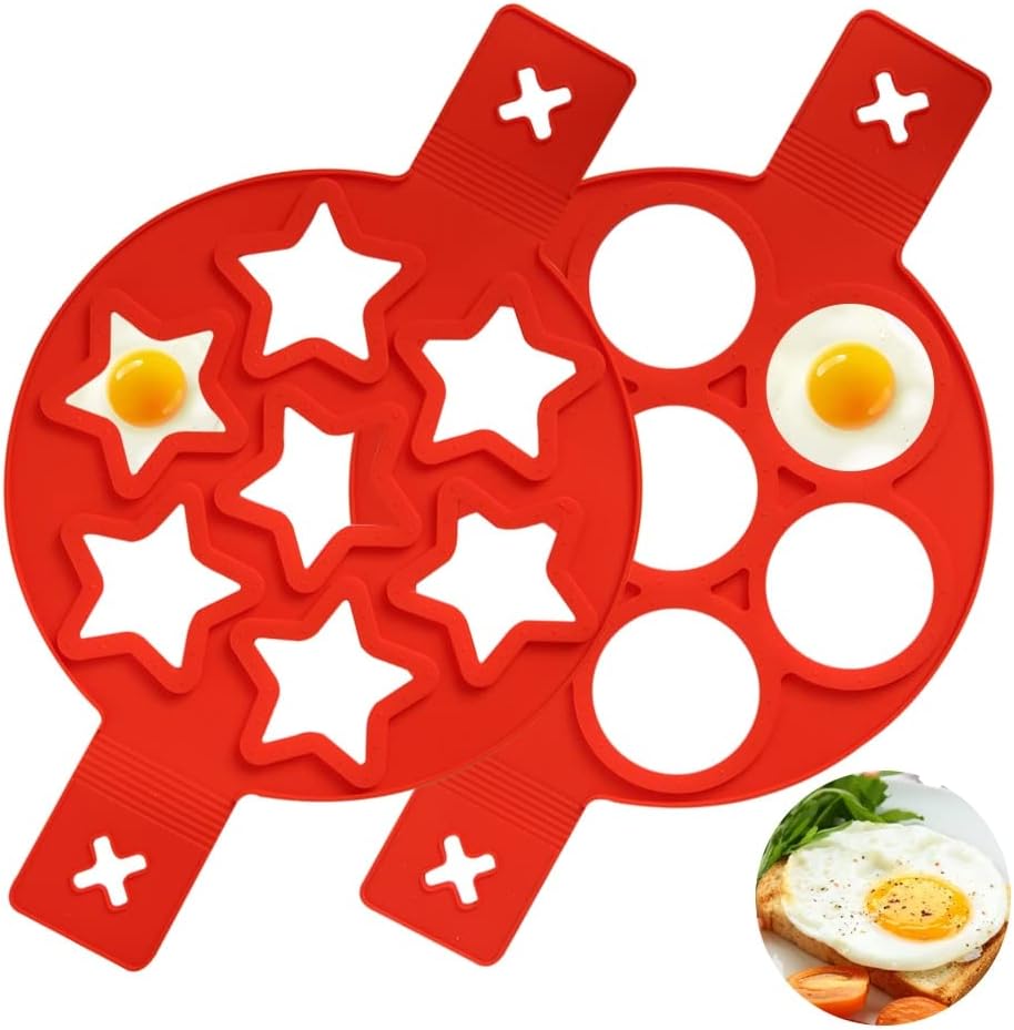 Egg Rings for Frying, for Frying Molds Ring Silicone Fried Egg Mould Reusable Pancake Maker Egg Ring Kitchen Cooking Baking Tools Fried Egg Ring