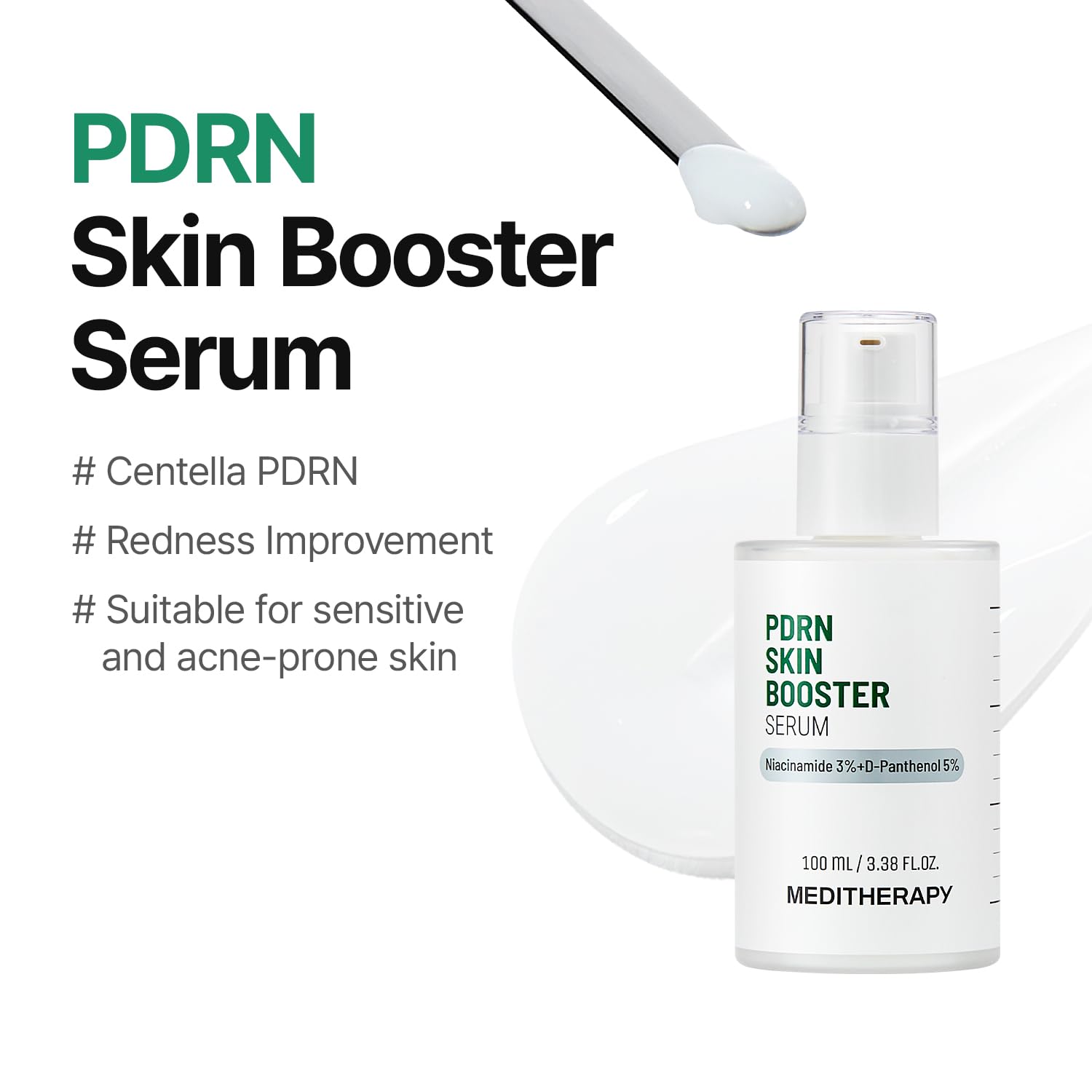 Meditherapy PDRN Skin Booster Serum – Centella PDRN & D-Panthenol for Redness Relief and Rejuvenation, Gentle Cica Facial Serum for Sensitive Care, Korean Skin Care, 100 ml (3.38 fl.oz) - Image 2