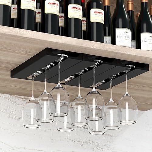 Miniatura 4 de JAMEND CLXP - 2 soportes de plástico blanco para copas de vino con tornillos, soporte para copas de vino debajo del gabinete, colgador de