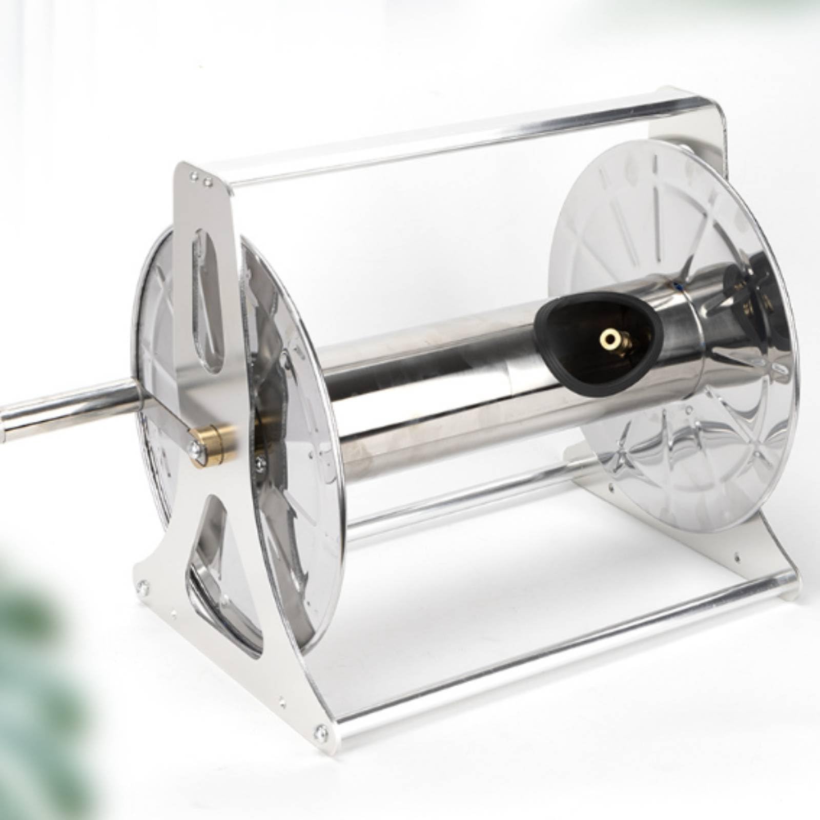 Avvolgitubo in Acciaio Inox Avvolgitubo su Carrello Portatubo da Giardino Supporto Tubo Carrello Mobile per Irrigazione Struttura Resistente per