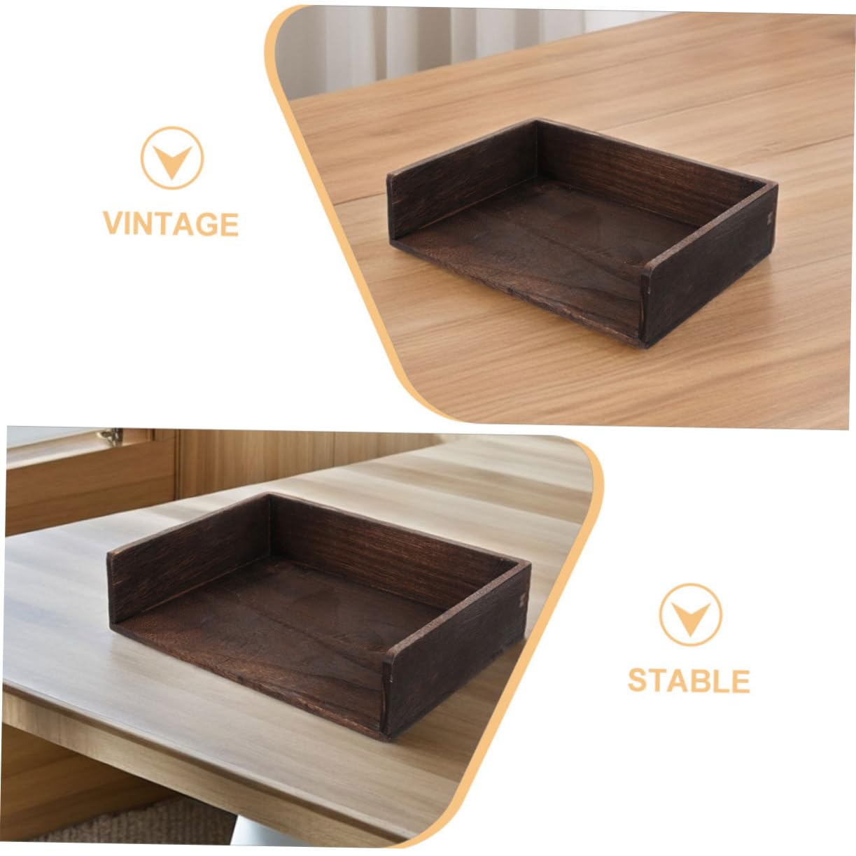 Vaschetta Portadocumenti da Scrivania in Legno 2 Pezzi | 2 Livelli, Stile Vintage Retrò, per Ufficio e Studio, Struttura Stabile e Pratica