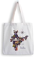 ASHVAH Canvas Tote Bags for Women, College Bag for Girls, Tote Bag for Shopping, Travel & Beach Bags for Women - India - D No - 040