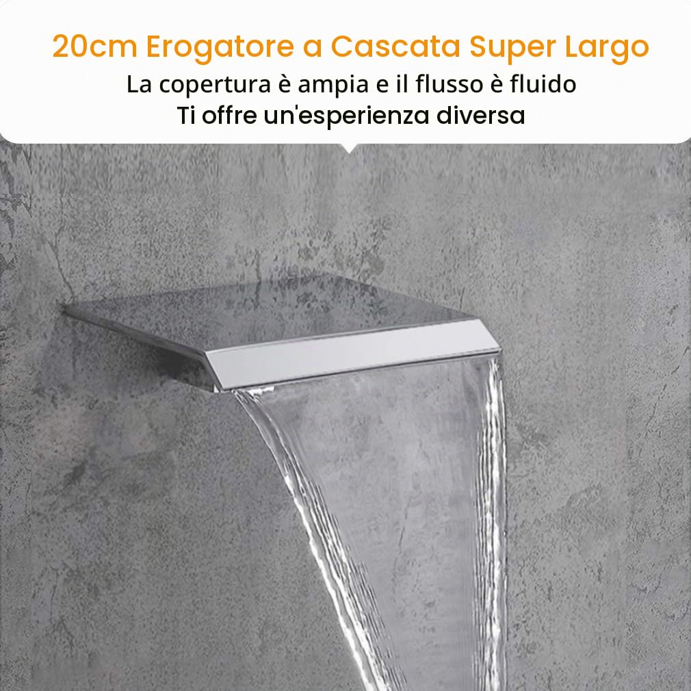 PHASAT Rubinetto Muro Bagno Lavabo Ugello Extra Largo Miscelatore Cascata Parete Acqua Fredda e Calda Rubinetti Monocomando per Lavello Ottone PTBC02E