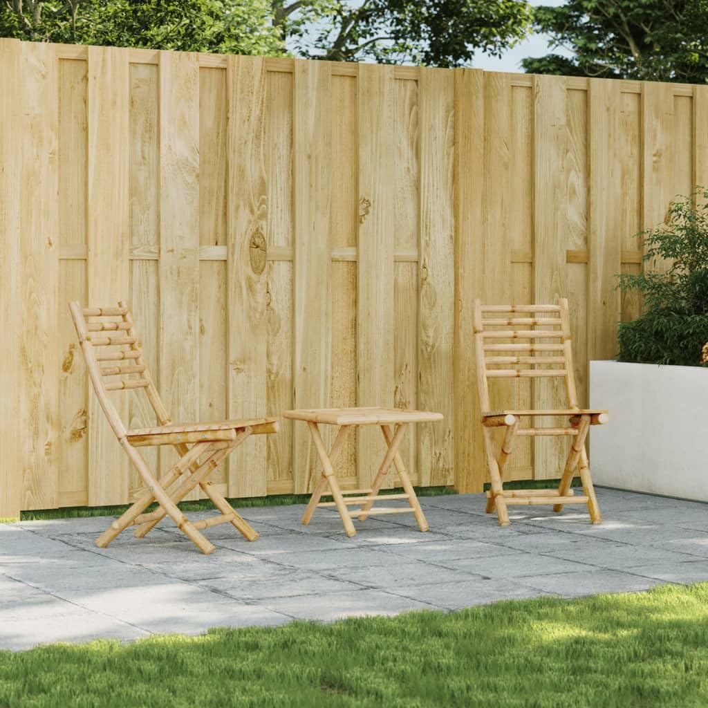 Chaises de jardin pliables en bambou naturel x2 - 43x54x88 cm