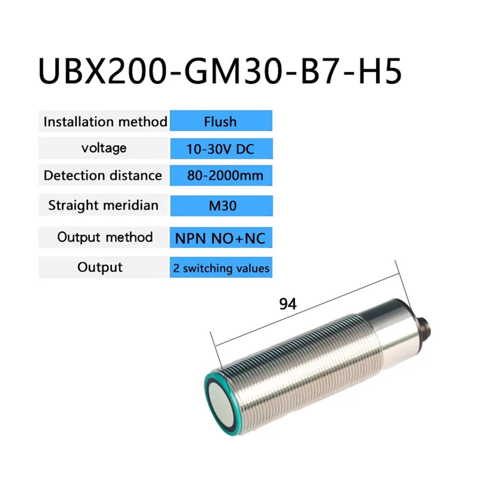 Ultrasonic Proximity Sensor 50-2000mm 24V DC NPN PNP Analog 0 to 10V 4 to 20mA Ultrasonic Level Sensor(Dark Khaki)