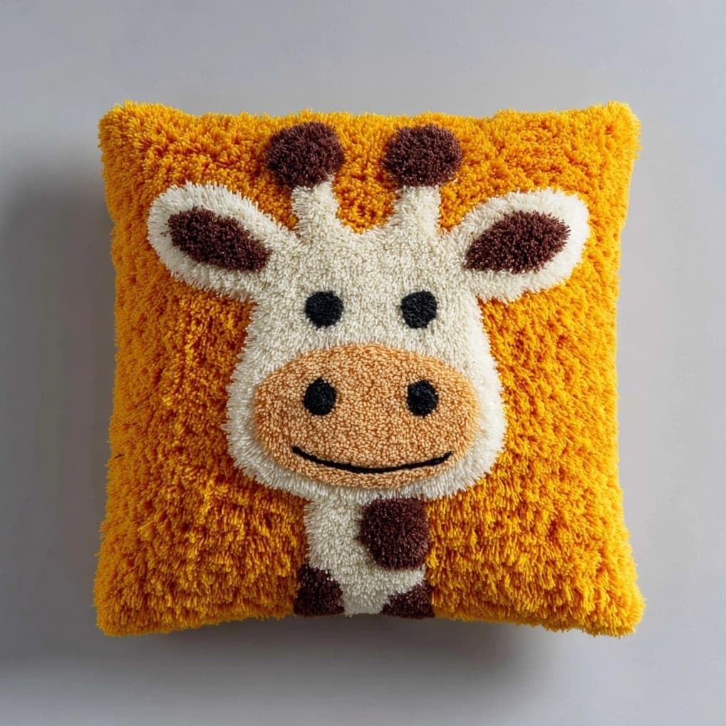 Axiangzik Cartoon Giraffe 43X43cm Diy Latch Hook Cushion Kit,