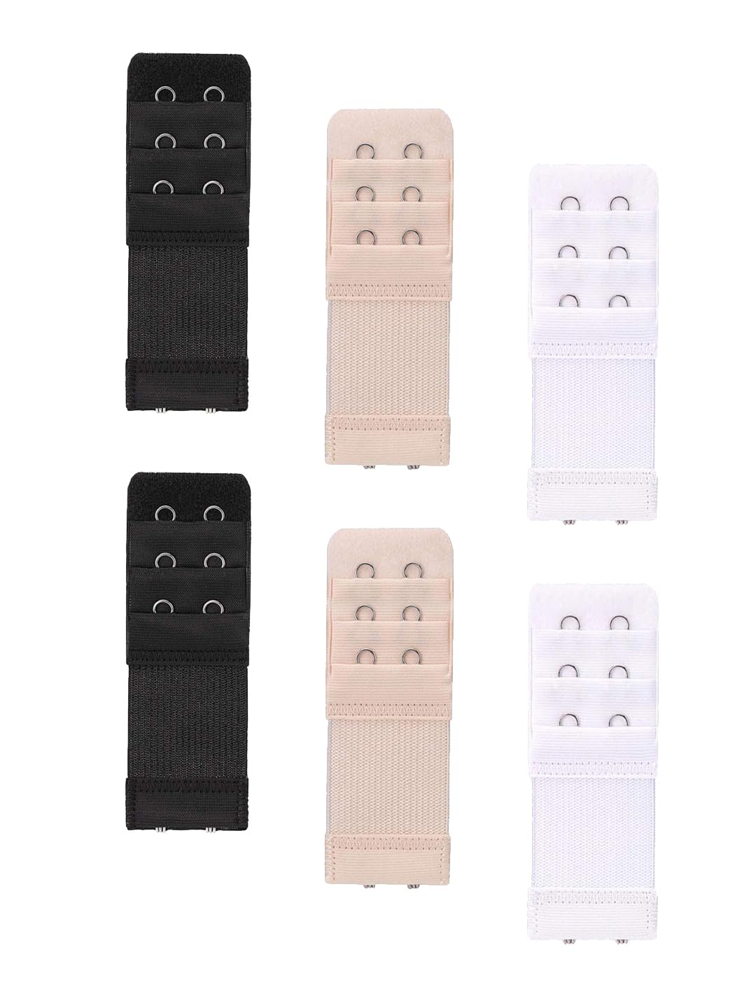 Women's 3 Hook Bra Extenders Comfortable and Stretchable Bra Extension Strap - Black, White, Nude-image-37