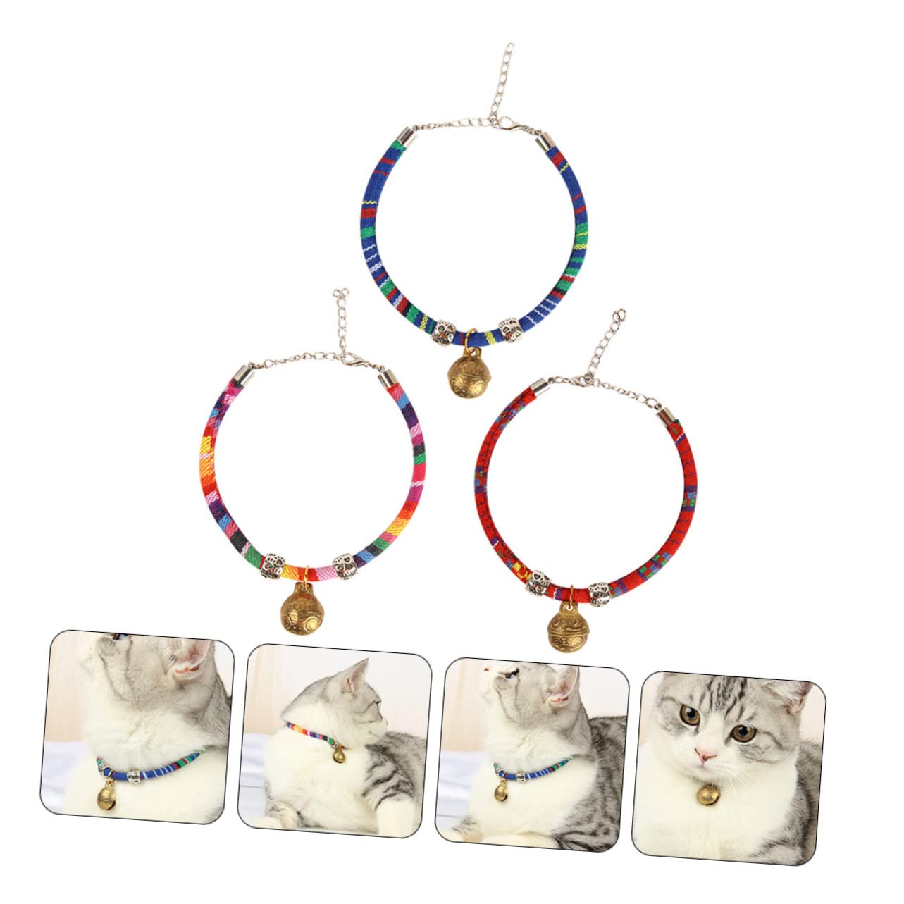 Happyyami 9pièces Collier Pour Chat Réglable Avec Clochette De Colliers Ethniques Pour Animaux De Compagnie Et Accessoire Confortable Pour Chats Et Petits Chiens