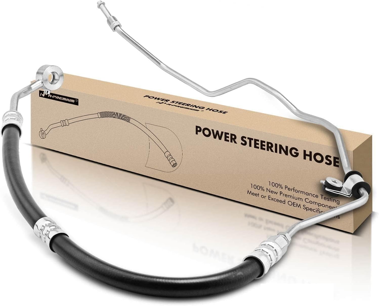 A-Premium Power Steering Pressure Hose Line Assembly Compatible with Hyundai Santa Fe 2007 2008 2009, 2.7L, with O-ring & Washer, Pump To Rack