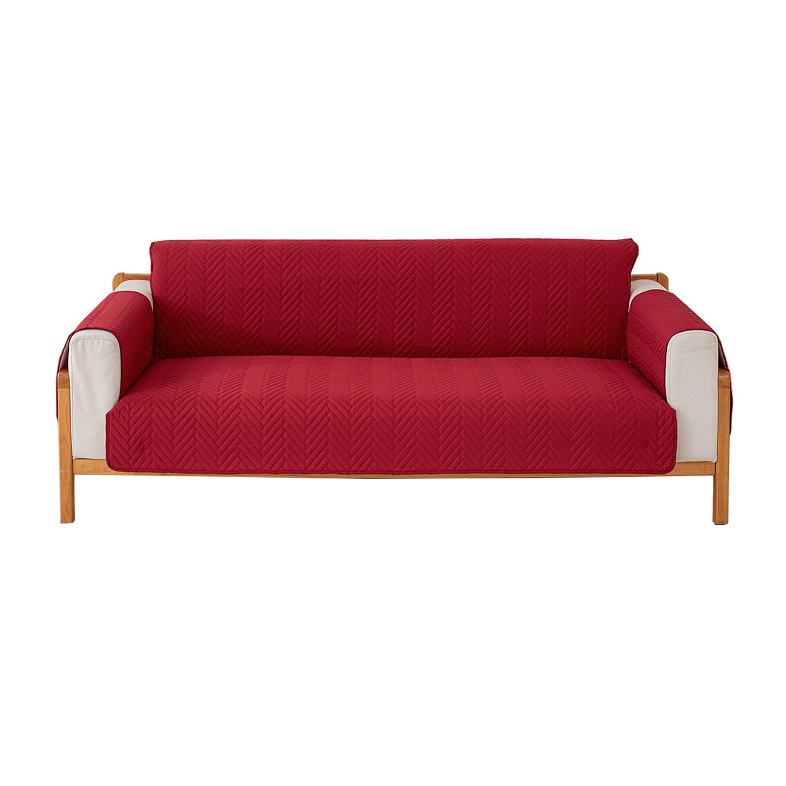 Housse de canapé rouge foncé lavable | Protection salon amovible 012