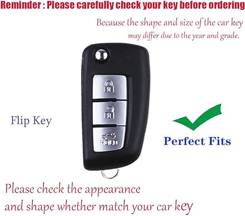 Miniatura 2 de HIBEYO Para Nissan Rogue Flip 3 Botones Funda de Llave Blanda de TPU Protector de Llave Inteligente Soporte de Llave para Nissan Rogue Select Sport
