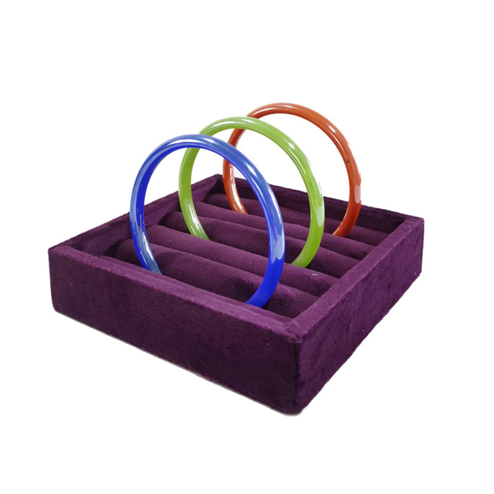 Plateau Présentation Bijoux En Velours - Pour Bagues, Boucles D'Oreilles - 11x11x2,5 Cm - Tiroir Coulissant - 14 Couleurs