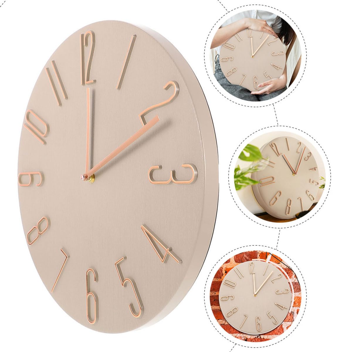 Hemobllo Geräuschlose Wanduhr 30cm mit Großen Zahlen, Kunststoff Panel