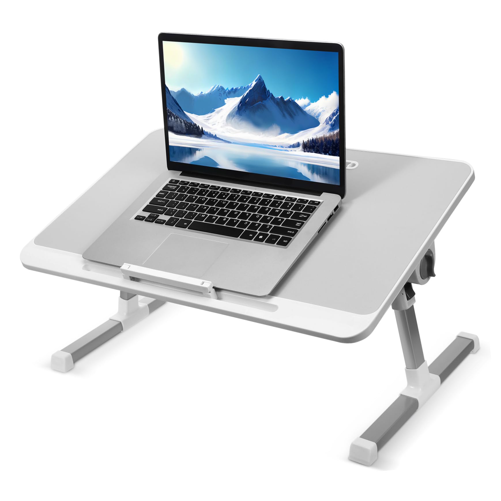 SEWACC Adjustable Bed Desk for Laptop Lap Table Top Strips and Convenient Storage for Home Office and Study Use