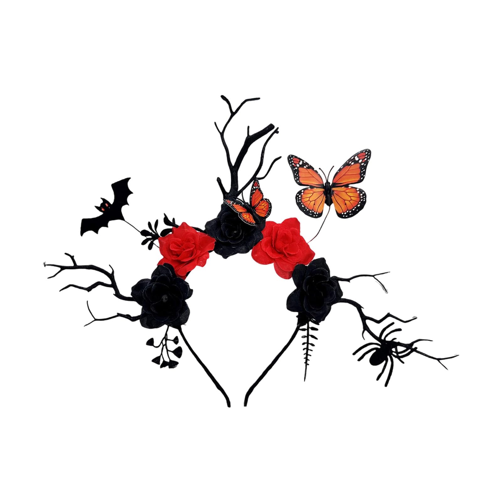 Jazuaiao Lightweight Halloween Headband Hair Accessories Floral Branch Deer Antlers and Butterfly Detail for Costume Parties Halloween Hair Accessory
