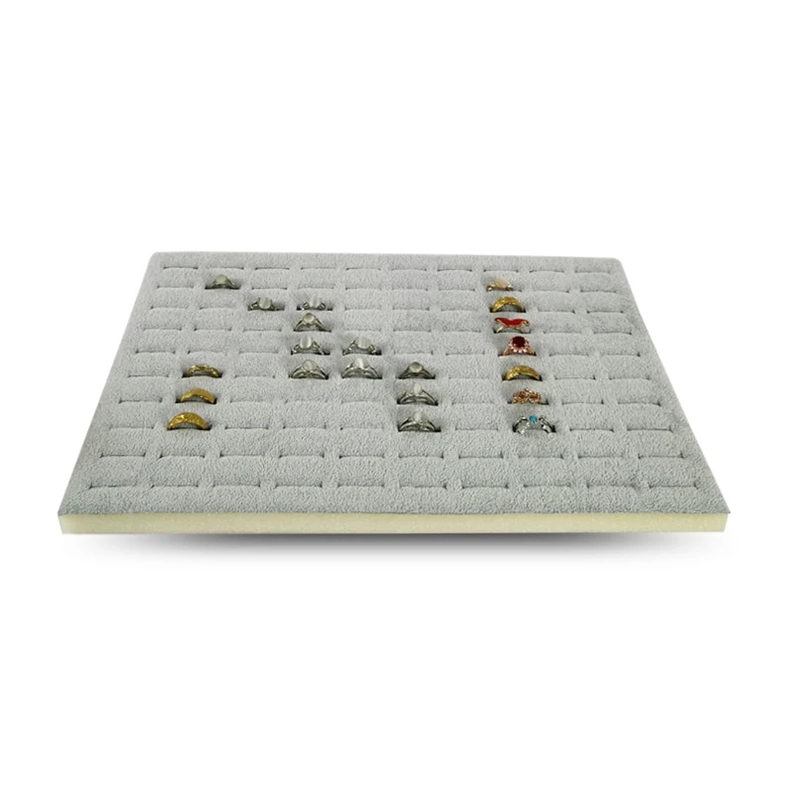 LSNNMU 5pcs Hundred Positon Ring Display Mat Storage Props Jewelry Tray Inner Liner Box Insert Pad DIY Sponge 33.5 * 22.5 * 1cm For Jewelry(Grey Velvet)