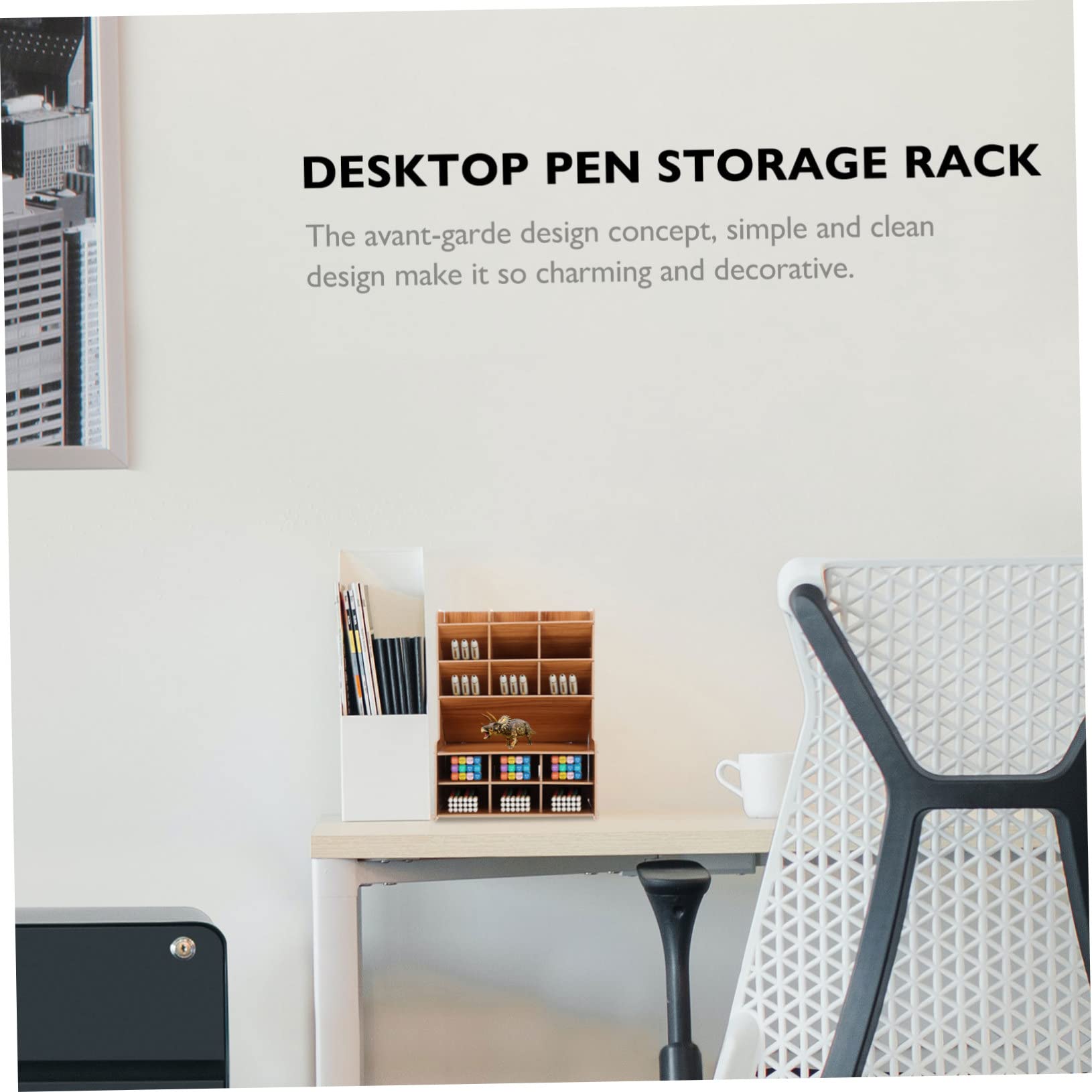 Organizzatore da Scrivania in Legno Robusto e Liscio, Portapenne e Porta Documenti Compatto per Ufficio e Organizzare Scrivania Design Semplice e Funzionale