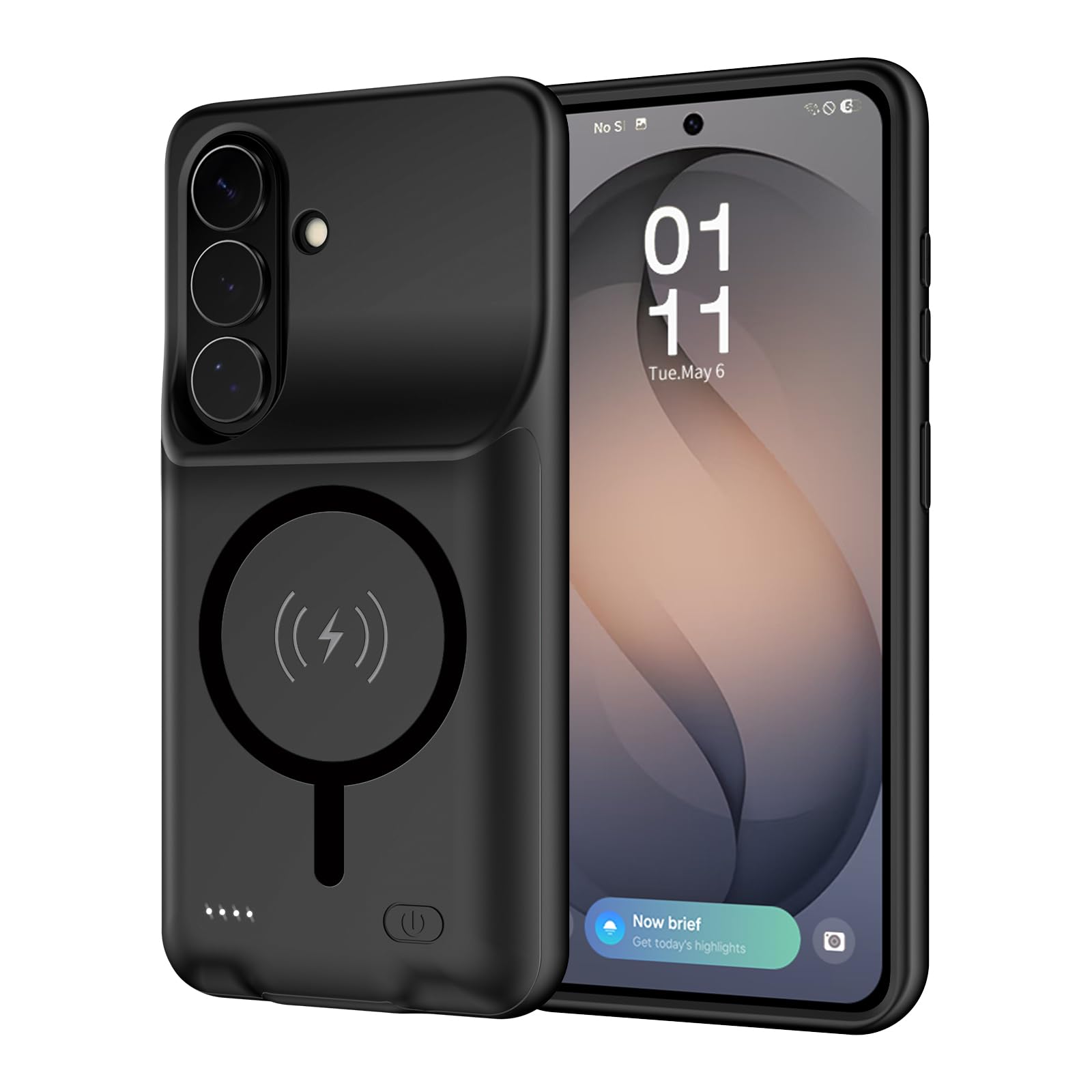 Cover a batteria per Samsung Galaxy S26 Ultra, 10000 mAh, magnetica, compatibile con ricarica wireless, custodia di protezione per caricabatterie di emergenza estesa, nero (Galaxy S26)
