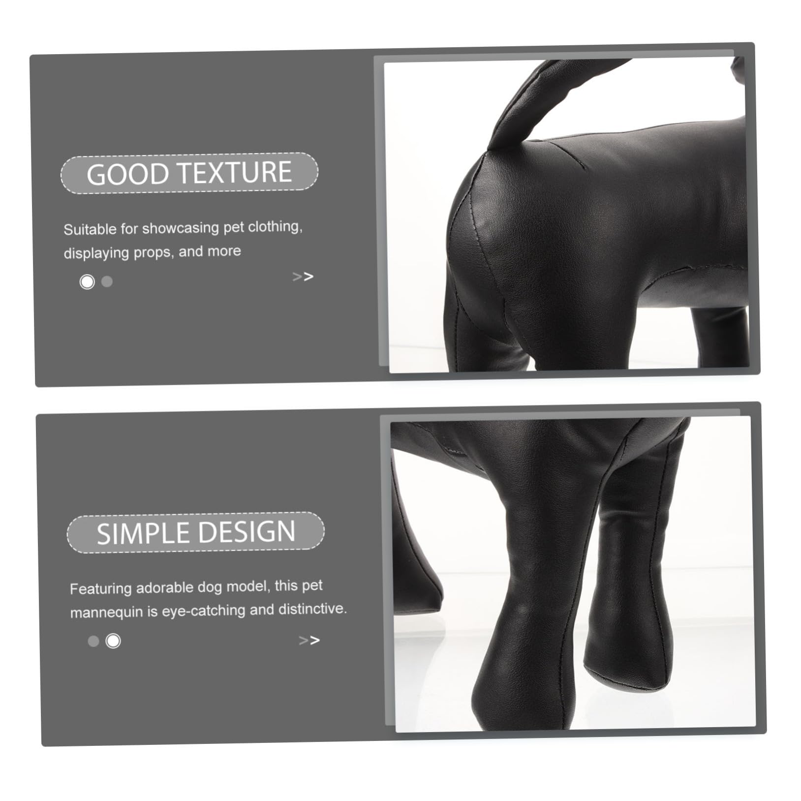 Mannequin de Chien en Cuir PU Noir pour Vêtements d'animaux, Modèle Polyvalent et Facile à Nettoyer, pour Présentation et Exposition de Produits Canins