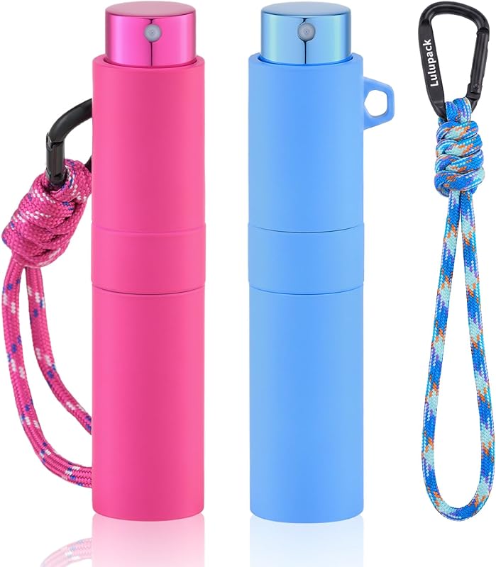 Lulupack Frasco Recarregável para Perfume com Pulverizador e Chaveiro, 8 mL, Pacote com 2