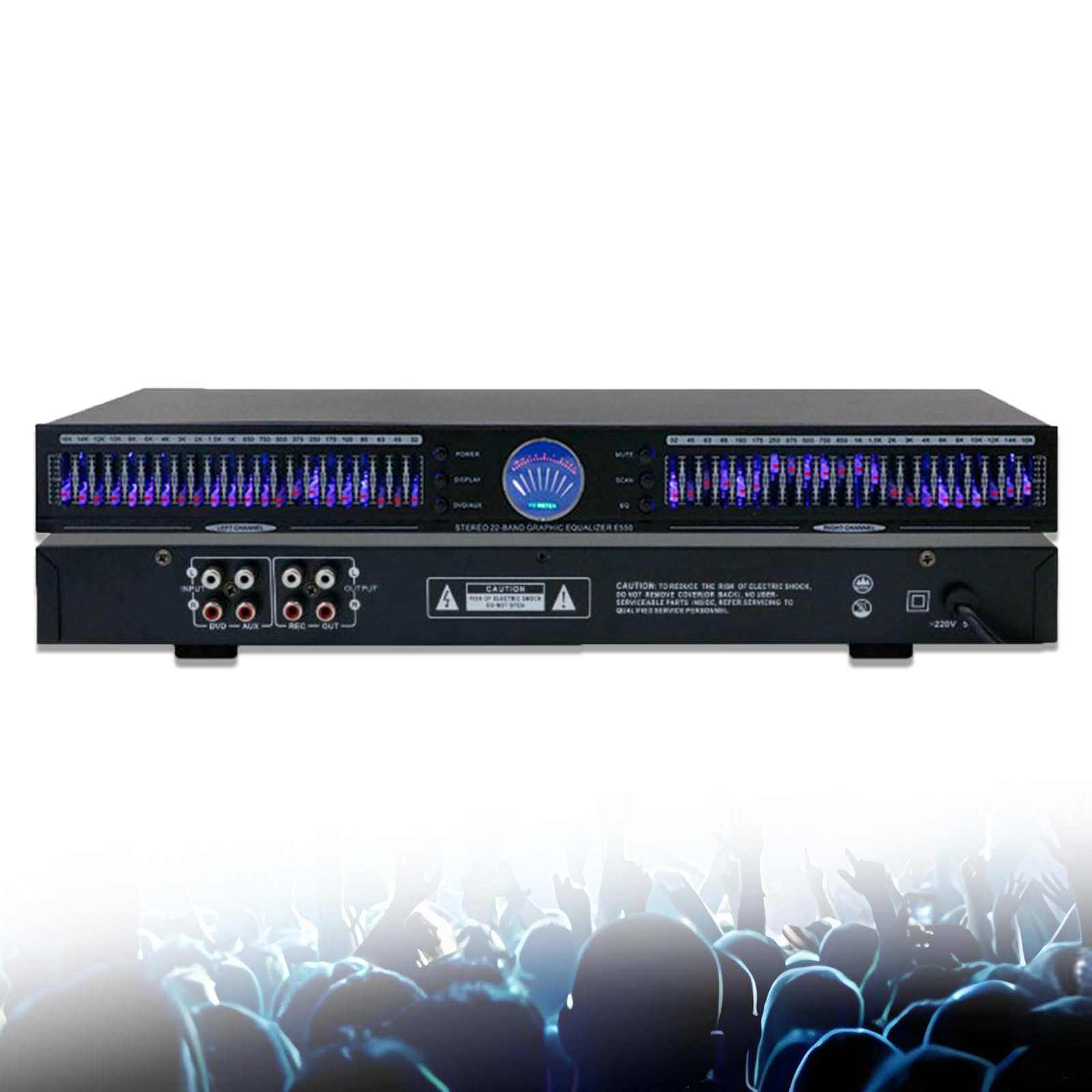 22-pasmowy korektor audio, korektor graficzny stereo, z 10 zaprogramowanymi efektami i redukcją szumów, do strojenia domu Hifi