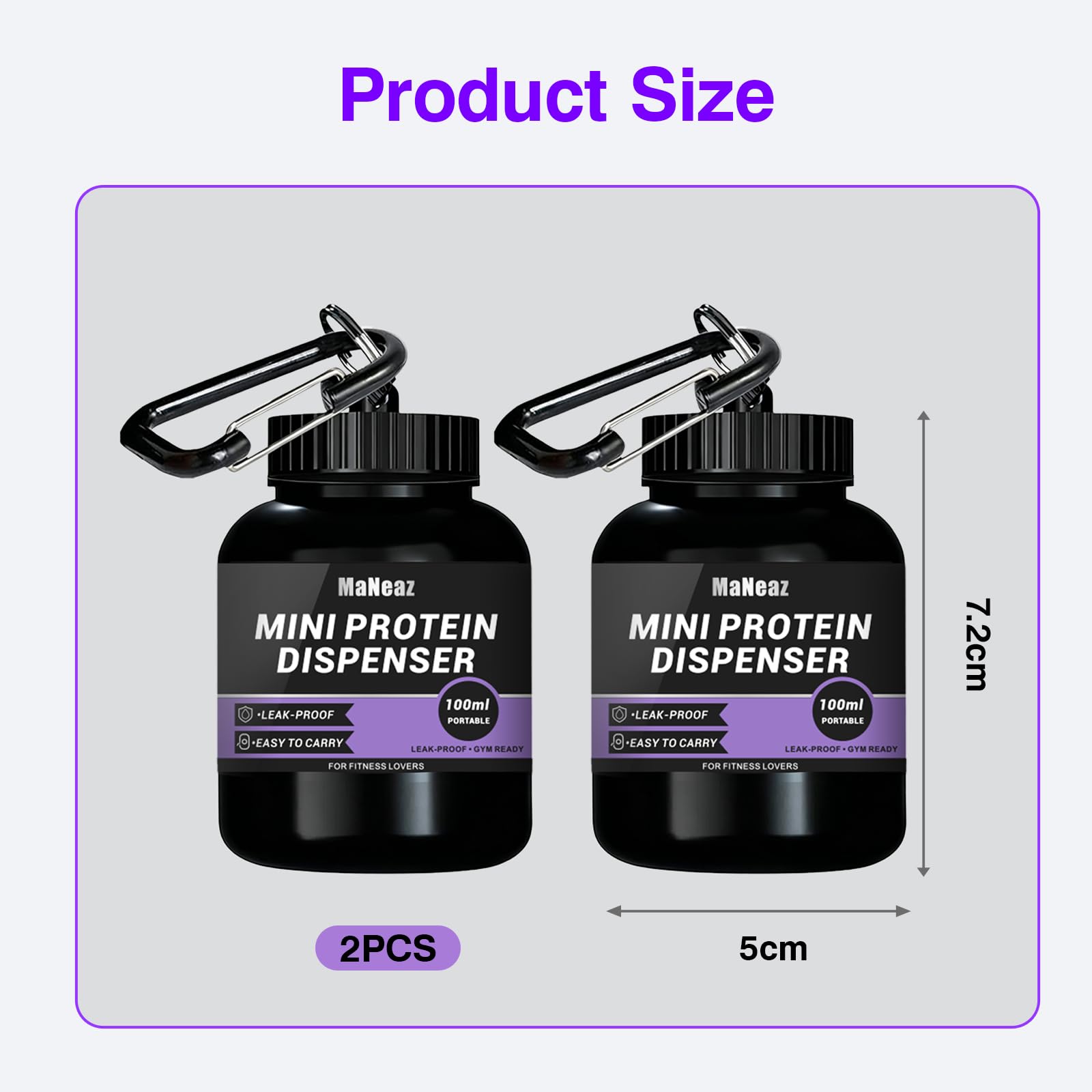 2 Piezas 100Ml Mini Distributore Di Proteine ​​In Polvere Contenitore E Imbuto Per Proteine Portatili Per Palestra Per Palestra Fitness Cross Training Sollevamento Pesi
