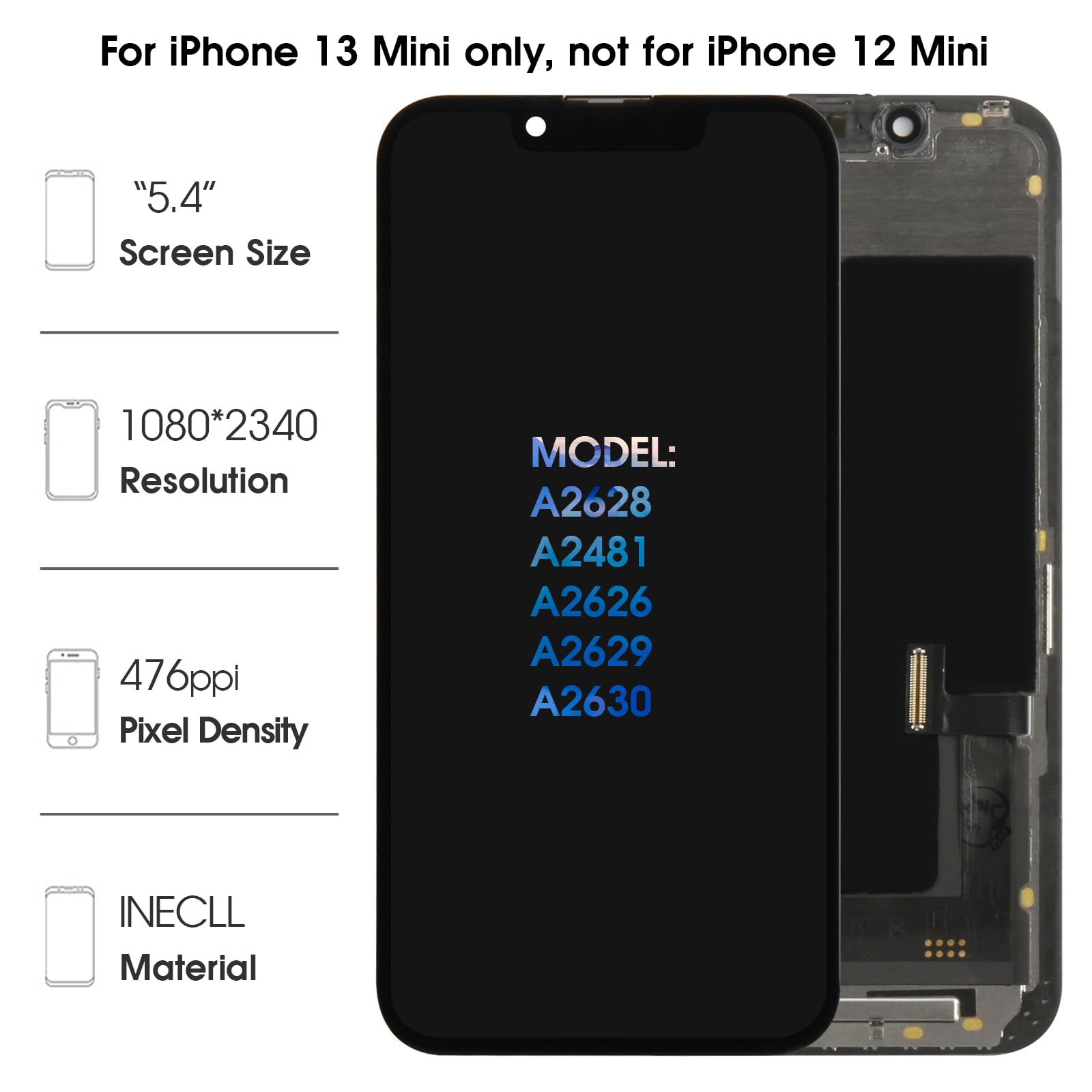 TFT LCD-scherm voor iPhone 13 Mini, 5,4 inch schermvervanging voor