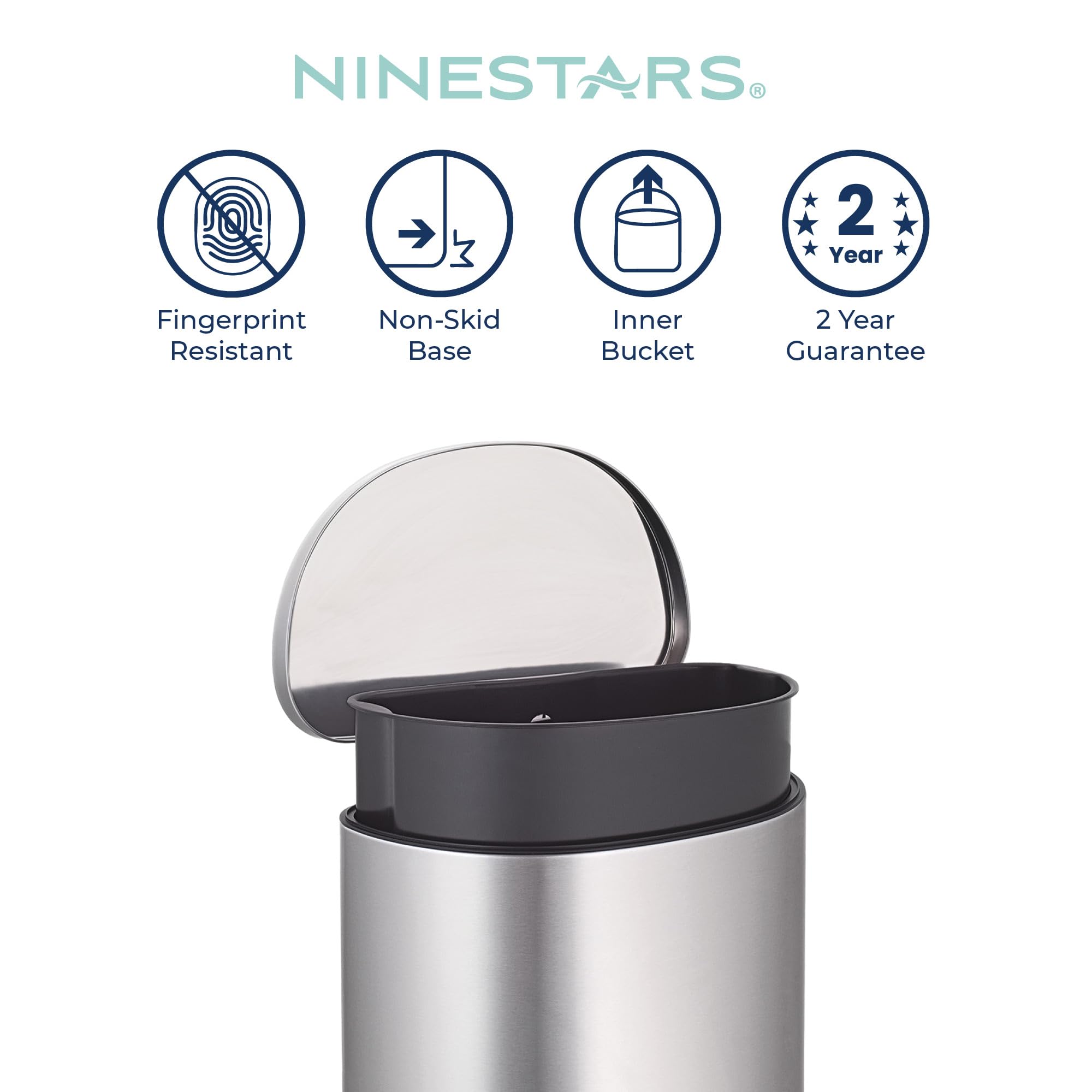 Nine Stars Poubelle En Acier Inoxydable à Capteur De Mouvements 13 Gallons Nine Stars Et