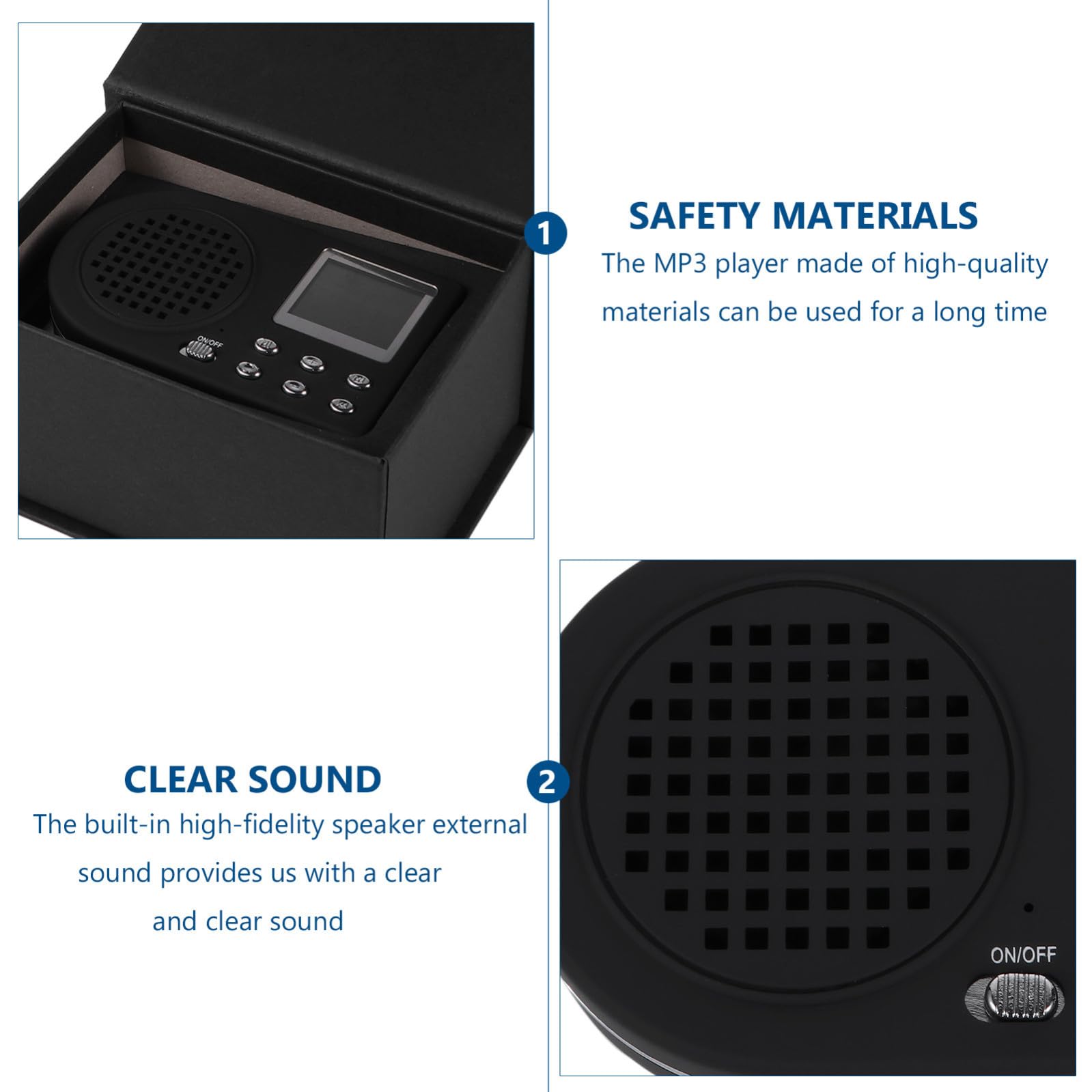 Mp3 Portatile Nero con Schermo Lcd e Riproduzione Esterni, in Plastica Resistente, come Regalo per Famiglia e Amici, Include Cavo USB