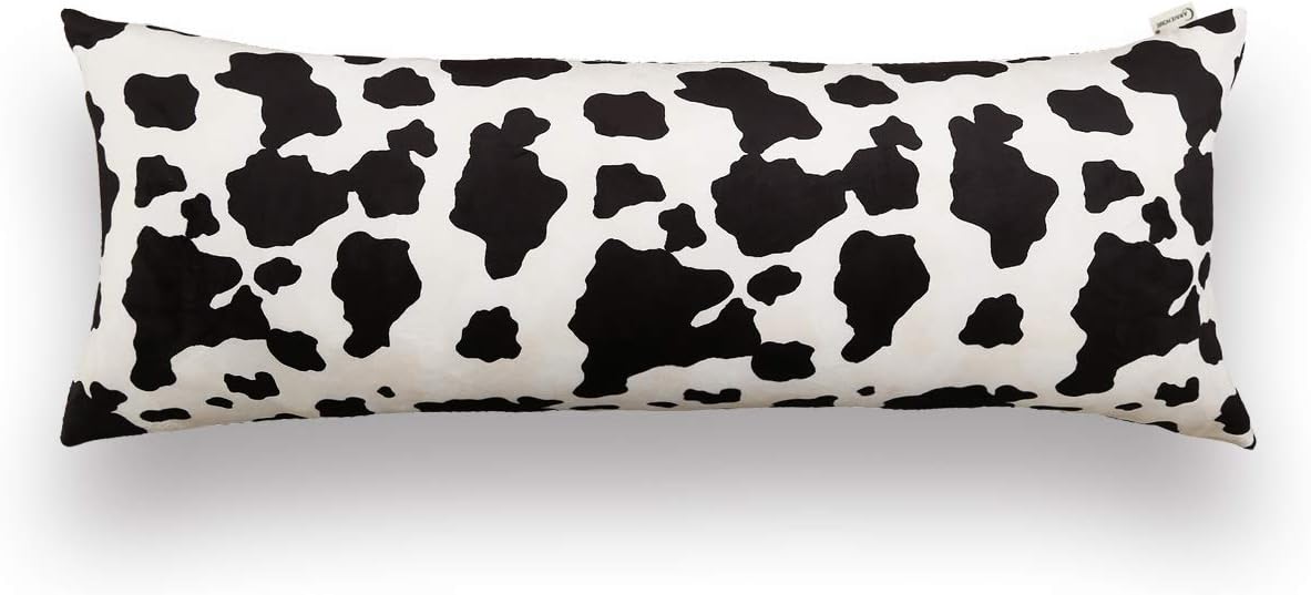 Cow Body Pillow Covers 20x54 Faux Fur Plush Body Pillow Covers for Bedding, 1 Pack