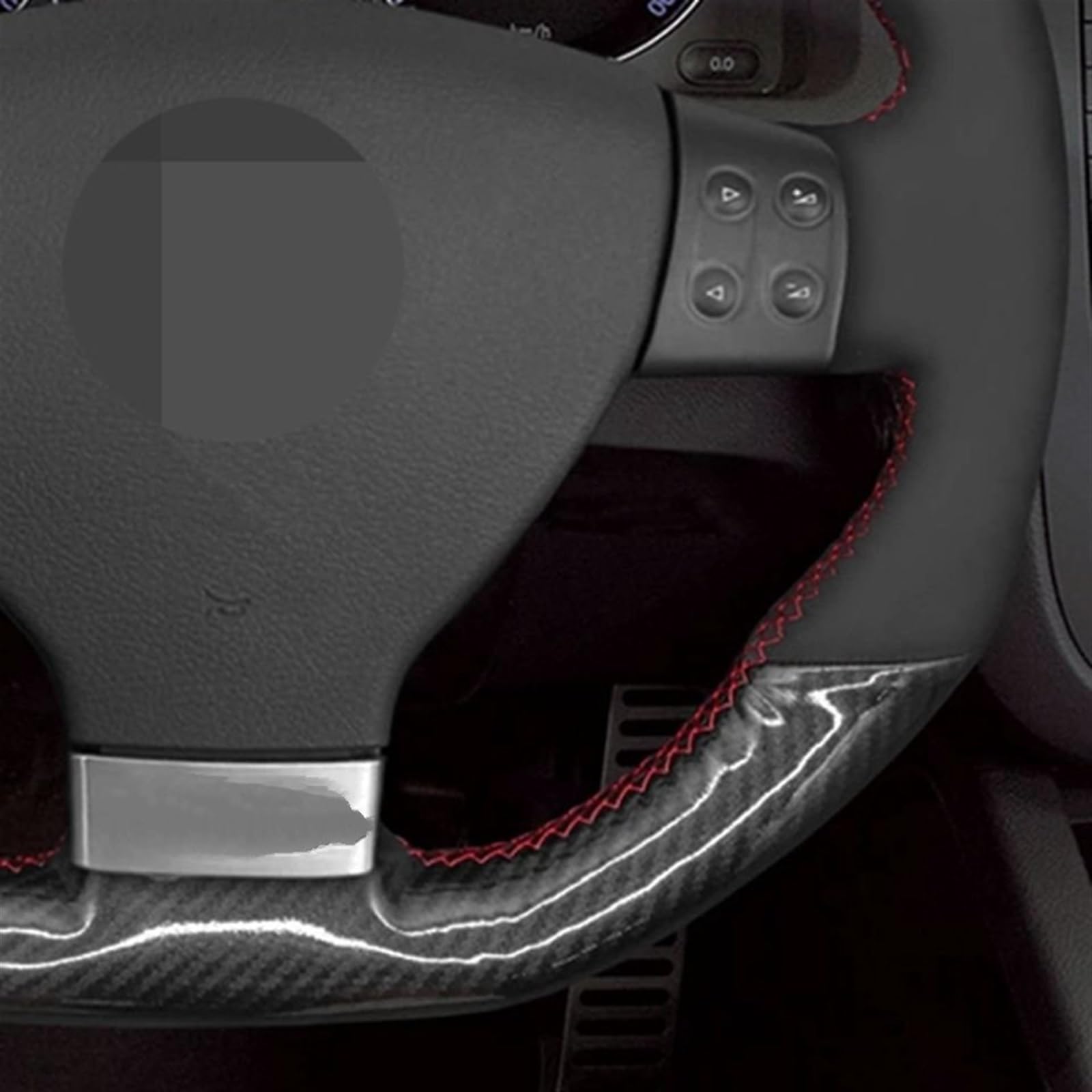 Ochraniacz na kierownicę DIY ręcznie szyty czarny zamszowy pokrowiec na kierownicę samochodu z włókna węglowego do VW do Golf 5 Mk5 GTI 5 R32 dla Passat R GT 2005 Kolor: biała nić (czarna nić)
