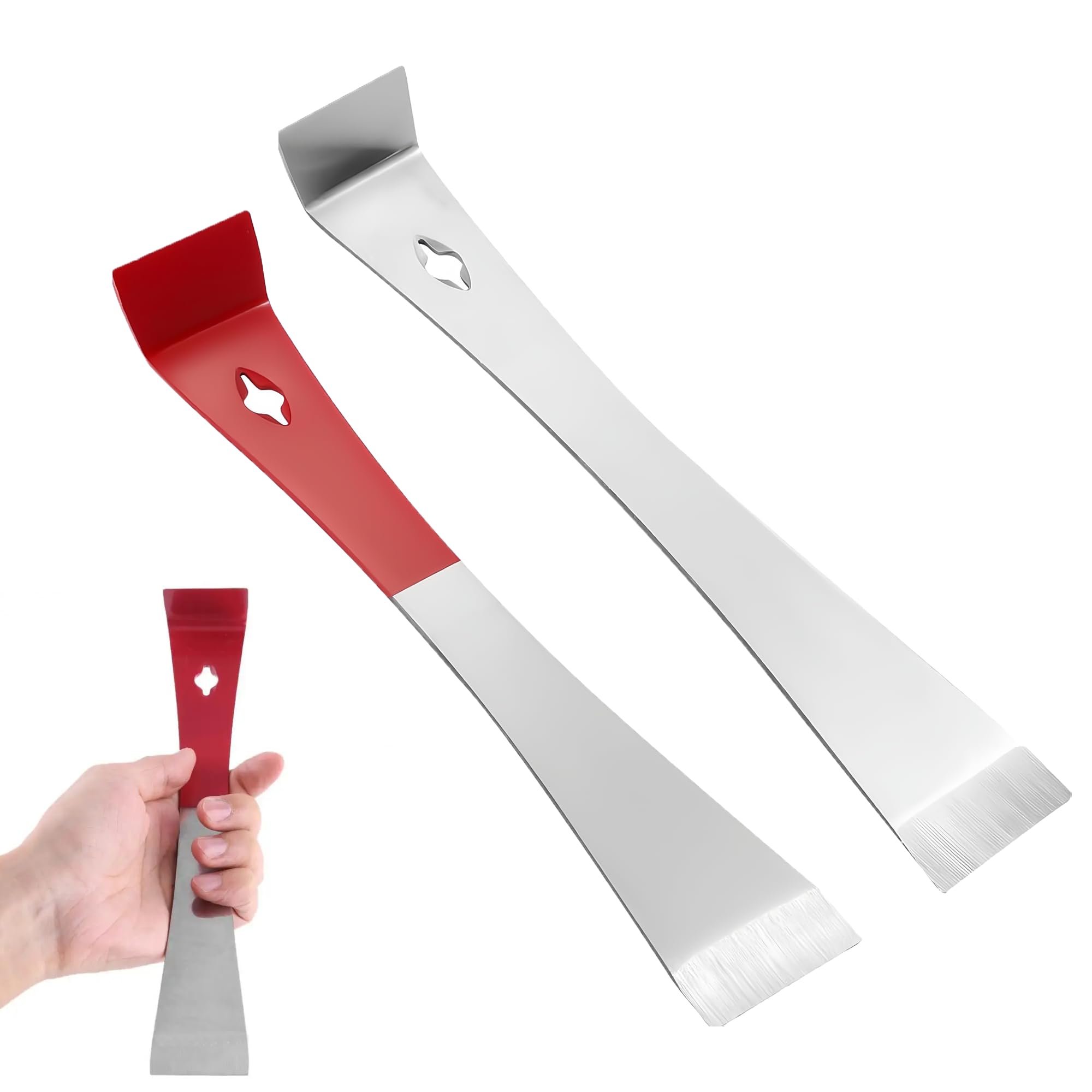 2 Pieces Stainless Steel Pry Bar,Scraper, Multi-Purpose Crow Bar, Flat Bar, for Trim Removal Lifting, Kitchen Remodeling
