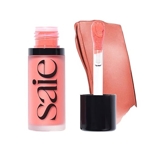 Saie Dew Liquid Blush for Cheeks - Hydrating Cream Blush Stick with a Blendable + Buildable Formula - Skincare Infused Dewy Cheek Tint for a Natural Flush - Glowy Makeup Essential - Poppy (.40 oz) - 03 - Poppy - 0.40 Ounce (Pack of 1)