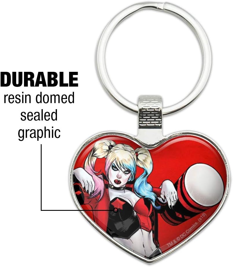 Harley Quinn Character Keychain Heart Love Metal Key Chain Ring : Clothing, Shoes & Jewelry