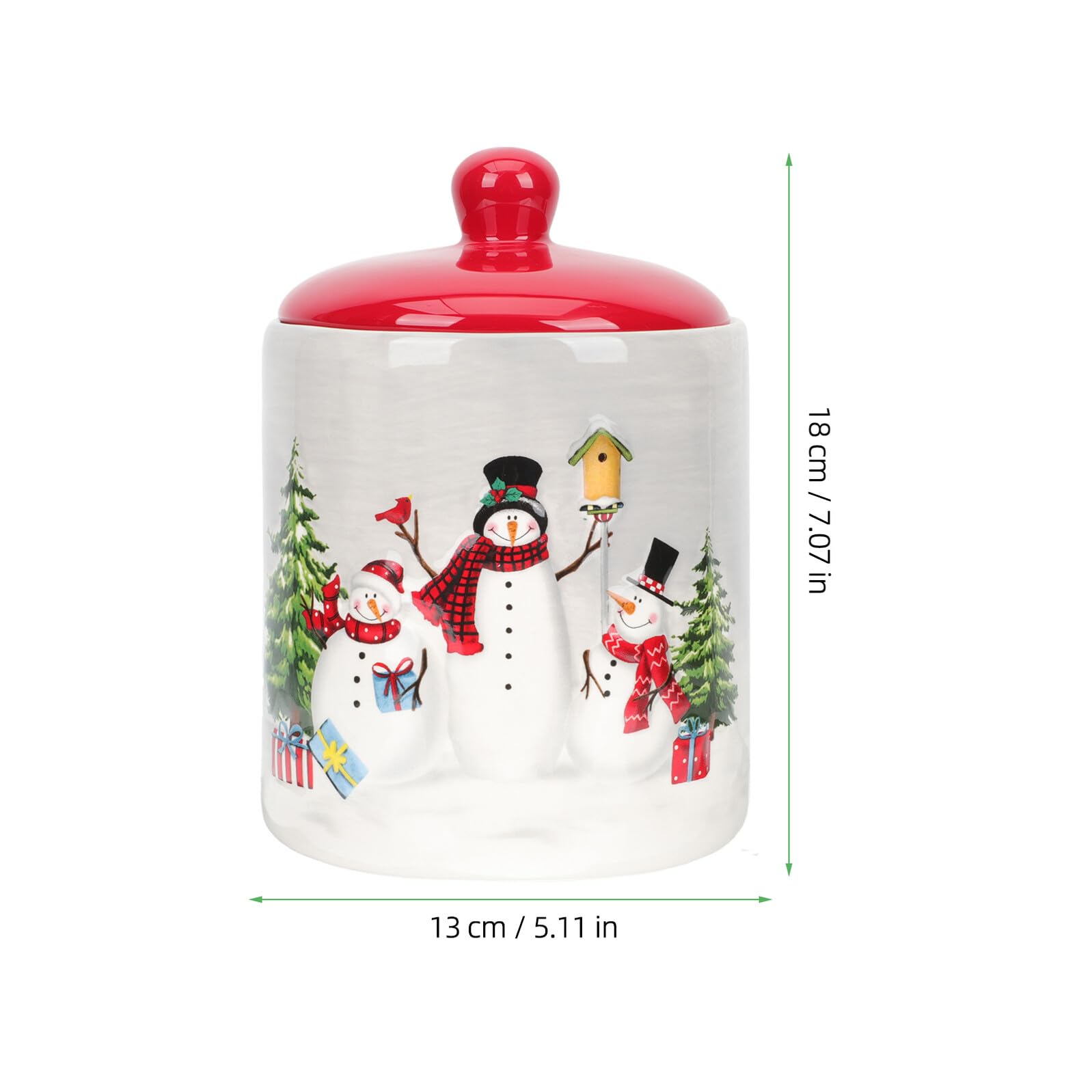ULTECHNOVO Luftdichtes Keramik Bonbonglas mit Weihnachtsmuster Leichter und Tragbarer Vorratsbehälter für Snacks und Schokolade für Feierlichkeiten