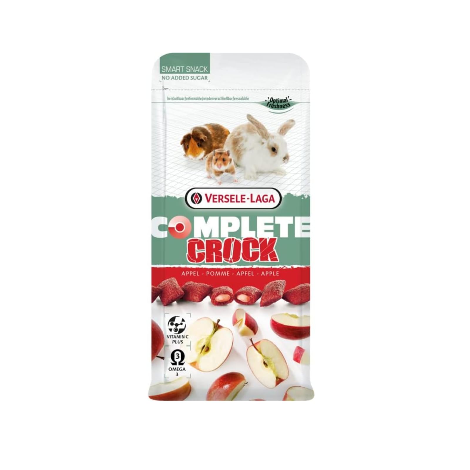 Versele-Laga Complete Crock Apple | dwupak | 2 x 50 g | karma uzupełniająca dla królików i gryzoni | chrupiące etui z miękkim wypełnieniem jabłkowym | z witaminami i Omega-3