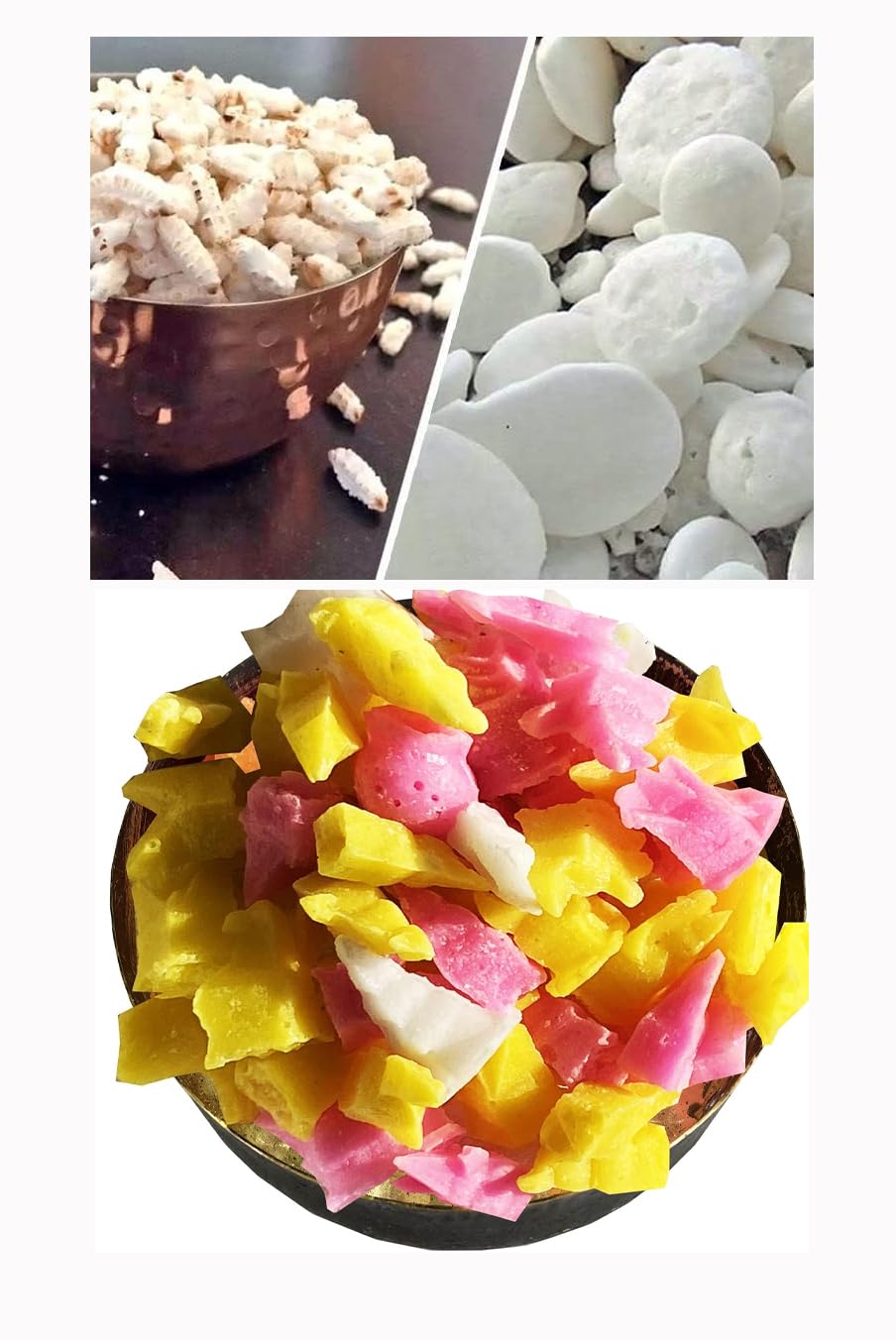 Kheel Batasha with Khilona Mithai for Diwali Poojan Kheel/Puffed Rice with Batasha Mix (400gm Mix) Kheel Batasha, Khil, Batasha 200g Combo, Diwali Mithai, Diwali Puja Mithaa