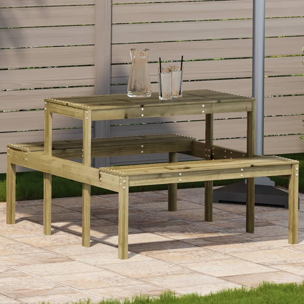 Stół piknikowy 110 x 134 x 75 cm, impregnowane drewno sosnowe, wytrzymały, odporny na warunki atmosferyczne, do ogrodu, na taras, balkon, trwały stół outdoorowy