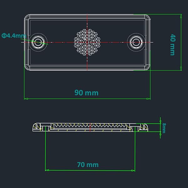 Riflettore Rettangolari Avvitare Rosso per Rimorchio, Catarifrangente Rettangolare Rosso Posteriore per Auto Rimorchio Caravan con E-Mark, 90x40x8mm(Rosso-Rettangolari-Avvitare-2Pezzi) - 3