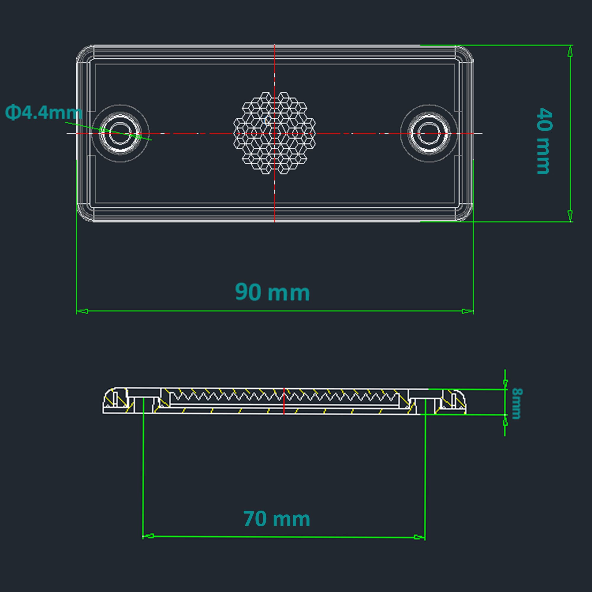 Riflettore Rettangolari Avvitare Rosso per Rimorchio, Catarifrangente Rettangolare Rosso Posteriore per Auto Rimorchio Caravan con E-Mark, 90x40x8mm（Rosso-Rettangolari-Avvitare-2Pezzi） - 4