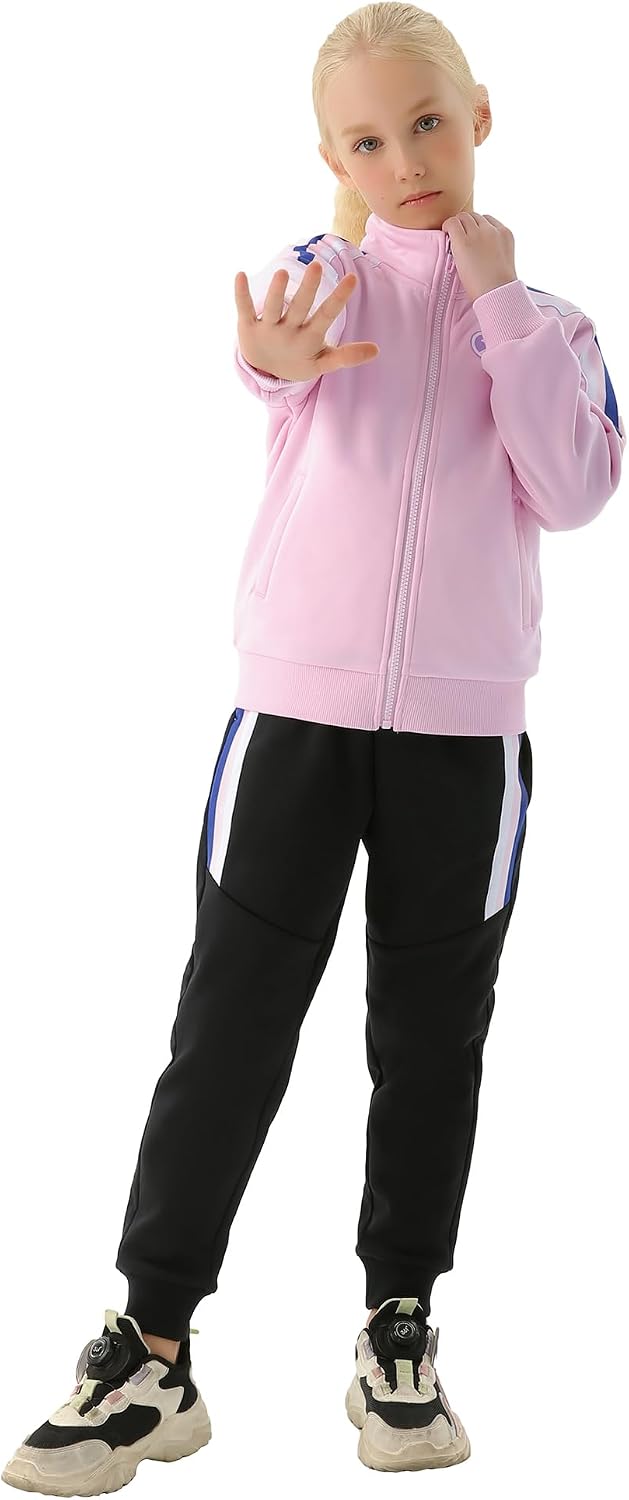 Danceair Girls Tracksuit 2 Piece Outfits Girls Sweatsuit Set Full Zip Jacket and Jogger Set Sweatpants Activewear Set
