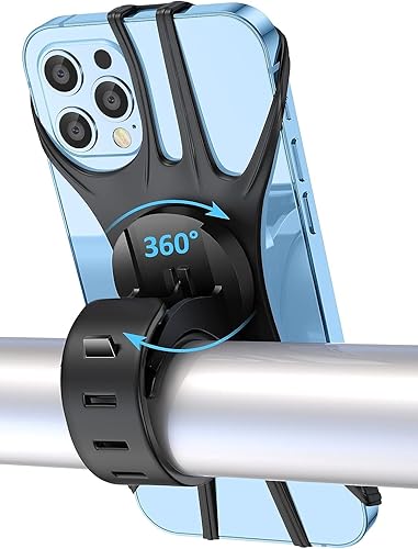 Soporte de teléfono para bicicleta, soporte universal para teléfono para bicicleta, giratorio de 360, manillar de silicona para iPhone, Galaxy,