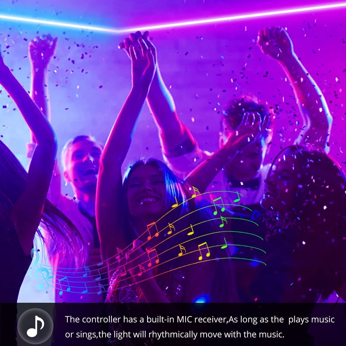 Strisce LED RGB Neon Strip con Telecomando, Controllo App, Sincronizzazione Musica, Funziona con Alexa Google Assistant, Fascia Luminosa DIY Impermeabile IP65 Per Interni Esterni Decorativa,16.4 ft